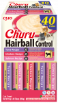 Skanėstas katėms Inaba Churu Hairball Control, vi&scaron;tiena/la&scaron;i&scaron;a/tunas, 0.014 kg, 40 vnt.