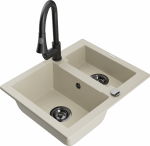 Plautuvė su virtuviniu mai&scaron;ytuvu Mexen Carlos Beige+Black, granitas, 58 cm x 47 cm x 17.7 cm, beige+black