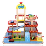 Automobilių stovėjimo aik&scaron;telė EcoToys Large Wooden Garage 10079036, įvairių spalvų