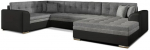 Kampinė sofa Damario Sawana 21, Soft 11, juoda sp./pilka sp., de&scaron;ininė, 190 x 340 cm x 73 cm