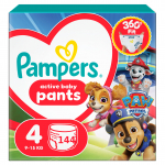 Sauskelnės-kelnaitės Pampers Pants Paw Patrol, 4 dydis, 9 - 15 kg, 144 vnt.
