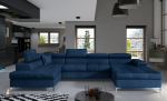 Kampinė sofa Eduardo Monolith 77, tamsiai mėlyna sp., kairinė, 202 x 345 cm x 90 cm
