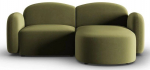 Kampinė sofa Micadoni Home Blair Velvet, &scaron;viesiai žalia sp., de&scaron;ininė, 194 x 155 cm x 80 cm