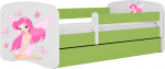Vaiki&scaron;ka lova Kocot Kids Babydreams Fairy With Butterflies, balta sp./žalia sp., 70 x 140 cm, su patalynės dėže, be čiužinio