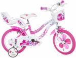 Vaiki&scaron;kas dviratukas su papildomais ratukais, miesto Dino Bikes Flappy, balta sp./rožinė sp./įvairių spalvų, 14"