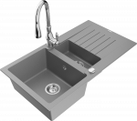 Plautuvė su virtuviniu mai&scaron;ytuvu Mexen Matias Savita 6502-71-672601-00, derva/granitas, 90 cm x 50 cm x 20 cm, pilka/chromo
