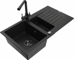 Plautuvė su virtuviniu mai&scaron;ytuvu Mexen Matias Duero, granitas, 90 cm x 50.5 cm x 20 cm, juoda