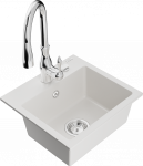 Plautuvė su virtuviniu mai&scaron;ytuvu Mexen Milo Savita, granitas, 43.5 cm x 41 cm x 17.1 cm, balta sp./sidabro sp.