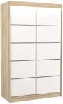 Spinta ADRK Benisso LED, balta sp./sonoma ąžuolo sp., 58 cm x 120 cm x 200 cm