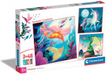 Dėlionė 3in1 Clementoni Super Color Fantastic Creatures 25319, 21 cm x 20.5 cm, 144 vnt., įvairių spalvų