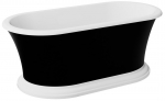 Vonia, laisvai pastatoma Besco Ziva Black&White Matt, 160 cm x 75 cm x 61 cm, ovalas, balta sp./juoda sp.