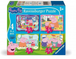 Dėlionė 4in1 Ravensburger Peppa Pig Family Time, 14 cm x 19 cm, 72 vnt., įvairių spalvų