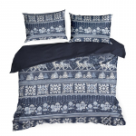 Kalėdinis patalynės užvalkalų komplektas Fjord, mėlyna sp./balta sp., 70 x 80 cm, 200 x 220 cm, 3 vnt.