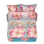 Patalynės užvalkalų komplektas Rustilė Gerbera 1114, rožinis/&scaron;viesiai mėlynas, 200 x 200 cm