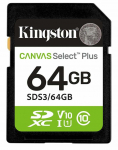 Atminties kortelė Kingston Canvas Select Plus, 64 GB, 100 Mb/s