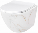 Unitazas, pakabinamas Rea Carlos Flat Rimless, su dangčiu, 370 mm x 495 mm (pažeista pakuotė)