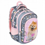 Mokyklinė kuprinė St.Majewski My Little Friend Sweet Pomeranian, rožinė sp./pilka sp., 40 cm x 28 cm x 18 cm