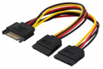 Laidas Savio SATA 15-pin - SATA 15-pin x2 AK-17 SATA 15 pin male, SATA 15 pin female x2, 0.18 m, geltona sp.