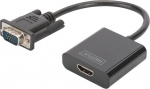 Adapteris Digitus VGA-HDMI Converter FHD audio 3.5mm VGA, HDMI, 0.15 m, juoda sp.