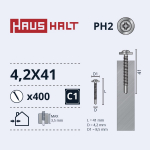 Savisriegis Haushalt DIN 14566, 4.2 mm x 41 mm, 400 vnt.