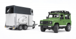 Žaislinis visureigis su priekaba Bruder Professional Series Kraj Rover Defender With Horse Trailer 02592, 1:16, žalia sp.