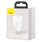 Adapteris Baseus Super Si, USB Type C, balta sp., 30 W