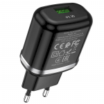 Telefono įkroviklis Hoco N3, USB, juoda sp., 18 W