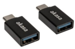 Adapteris Akasa Type A to Type C USB AK-CBUB62-KT02 USB Type-A, USB Type-C, juoda sp.