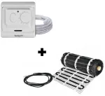 &Scaron;ildymo kilimėlis Warmset Black + Non-Programmable Thermostat WTH71.36 08-00500, 0.5 m x 1 m, 0.5 m&sup2;, 75 W
