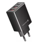 Evelatus ETC06 Premium 32W Adaptive 3 Port 5V-12V 2x USB / USB-C Kelioninis įkroviklis juodas