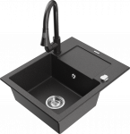 Plautuvė su virtuviniu mai&scaron;ytuvu Mexen Enzo Black granite, granitas, 57 cm x 46 cm x 17.4 cm, black granite col.