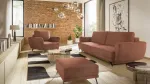 Baldų komplektas Megis 3F & 1F & Pouf, vidaus, rožinė sp.