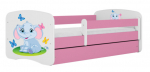 Vaiki&scaron;ka lova Kocot Kids Babydreams Elephant, balta sp./rožinė sp., 80 x 180 cm, be patalynės dėžės, be čiužinio