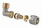 Dviguba i&scaron;ardoma alkūnė TDM Brass 1475, 90 &deg;, 16mm x 1/2", žalvaris/nikelis