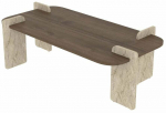 Kavos staliukas Kalune Design Leapiri, rie&scaron;uto sp./travertine sp., 60 cm x 120 cm x 35 cm