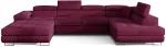 Kampinė sofa Rodrigo Mat Velvet 68, tamsiai violetinė sp., de&scaron;ininė, 202 x 345 cm x 90 cm