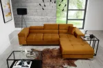 Kampinė sofa Ricardo Monolith 48, geltona sp., de&scaron;ininė, 205 x 280 cm x 90 cm