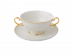 Puodelis su lėk&scaron;tute Quality Ceramic Prima Gold, aukso sp./balta sp., 0.280 l