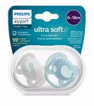 Čiulptukas Philips Avent Ultra Soft Deco, nuo 6 mėnesių, mėlyna sp./pilka sp.