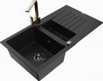 Plautuvė su virtuviniu mai&scaron;ytuvu Mexen Matias Rita, granitas, 90 cm x 50.5 cm x 20 cm, juoda/geltona