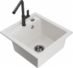 Plautuvė su virtuviniu mai&scaron;ytuvu Mexen Vito, granitas, 49 cm x 52 cm x 21 cm, balta sp./juoda sp.