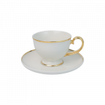 Puodelis su lėk&scaron;tute Quality Ceramic Prima Gold, balta sp., 0.22 l