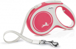 Automatinis pavadėlis Flexi New Comfort Tape, balta sp./raudona sp., M 5m