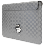 Ne&scaron;iojamų kompiuterių dėklas Karl Lagerfeld Saffiano Monogram Choupette KLCS14SAKHPCG, sidabro sp., 14"