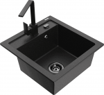 Plautuvė su virtuviniu mai&scaron;ytuvu Mexen Vito, derva/granitas, 49 cm x 52 cm x 21 cm, juoda sp.