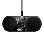 Belaidis indukcinis įkroviklis Baseus Dual Qi, USB Type C, 17 cm, juoda sp., 20 W