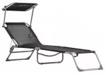 Prekė su pažeista pakuote. Lauko gultas ModernHome, juoda sp., 178 cm x 57 cm x 58 cm