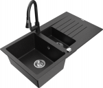 Plautuvė su virtuviniu mai&scaron;ytuvu Mexen Matias Elia, granitas, 90 cm x 50.5 cm x 20 cm, metallic black/silver