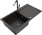 Plautuvė su virtuviniu mai&scaron;ytuvu Mexen Leo, granitas, 90 cm x 50 cm x 19 cm, aukso sp./juoda sp.