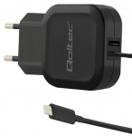 Telefono įkroviklis Qoltec, USB Type C/USB 2.0 Type A/USB Type-C male, juoda sp., 17 W
